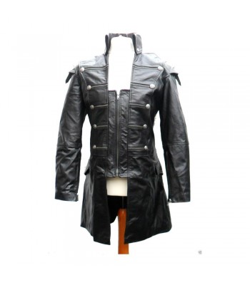 Men Gothic Leather Coat Lambskin Rock Style Goth Steampunk Jacket Matrix Trench Coat